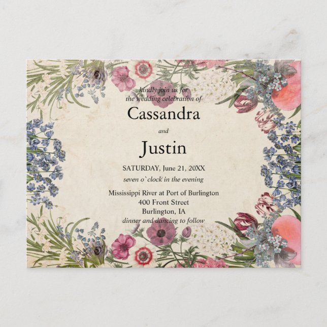Invitación a la boda floral de primavera (Anverso)