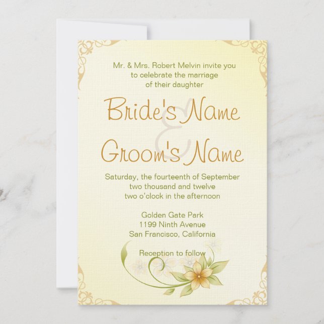 Invitación a la Boda Floral de Primavera Casual (Anverso)