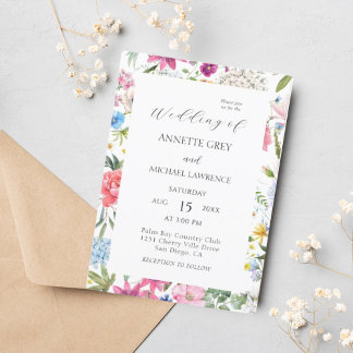 Invitación a la boda floral de primavera colorida