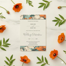 Invitación a la boda floral de primavera retro