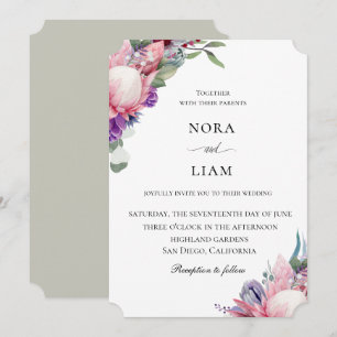 Invitación a la boda floral de protección exótica