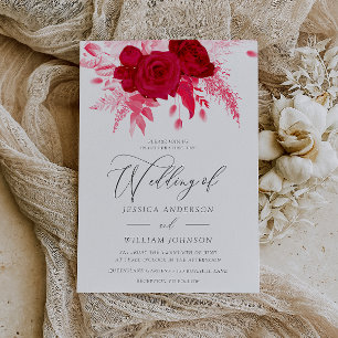 Invitación a la boda floral de Red Rose Boho