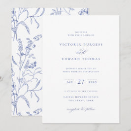 Invitación a la boda floral de Regency Blue