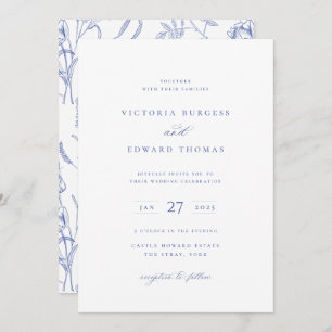Invitación a la boda floral de Regency Blue