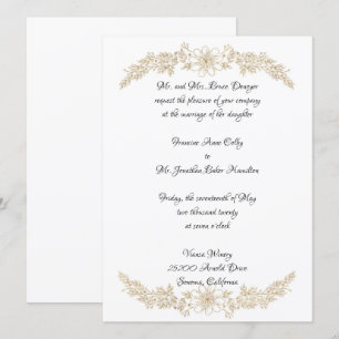 Invitación a la boda floral de Relieve metalizado 