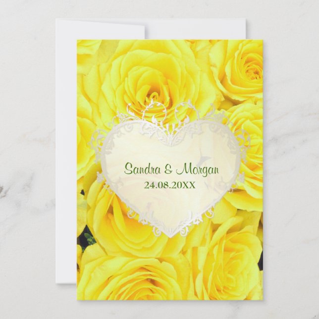Invitación a la boda floral de rosa amarillo (Anverso)