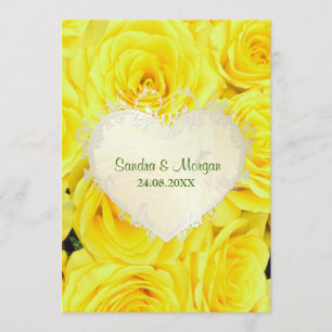 Invitación a la boda floral de rosa amarillo