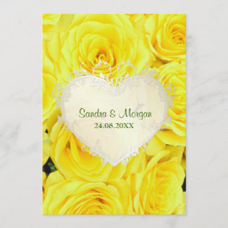 Invitación a la boda floral de rosa amarillo