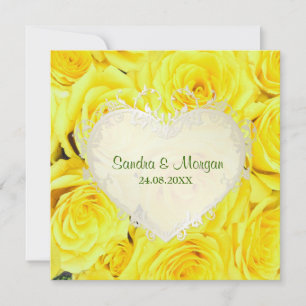 Invitación a la boda floral de rosa amarillo