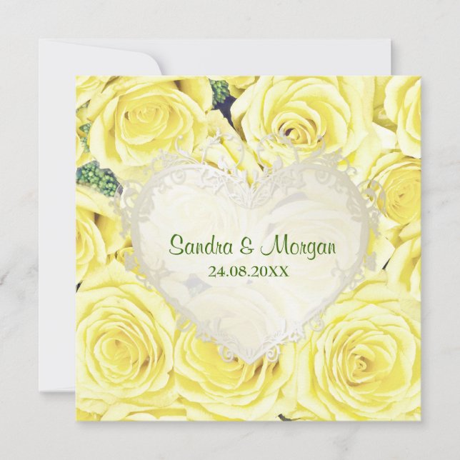 Invitación a la boda floral de rosa amarillo claro (Anverso)