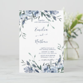 Invitación a la boda floral de Rosa azul turbio