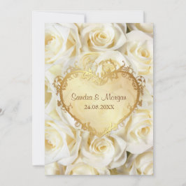 Invitación a la boda floral de rosa blanca