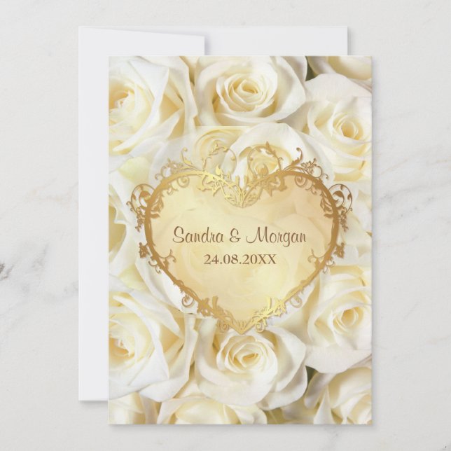 Invitación a la boda floral de rosa blanca (Anverso)