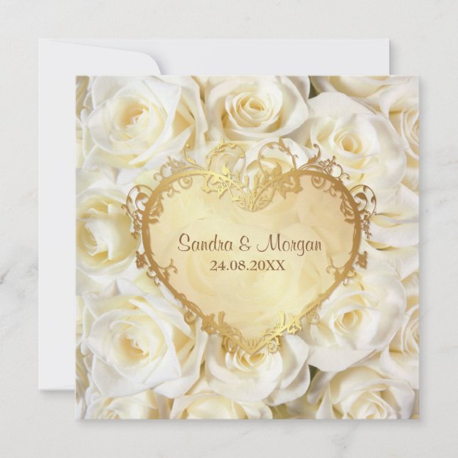 Invitación a la boda floral de rosa blanca (Anverso)