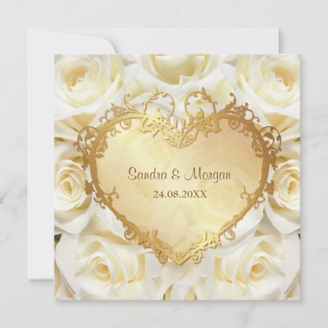 Invitación a la boda floral de rosa blanca (Anverso)