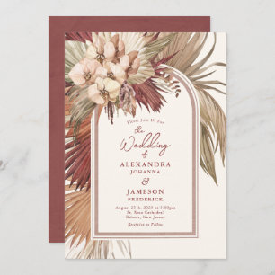 Invitación a la boda floral de Rosa de canela bohe