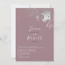 Invitación a la boda floral de Rosa dorado
