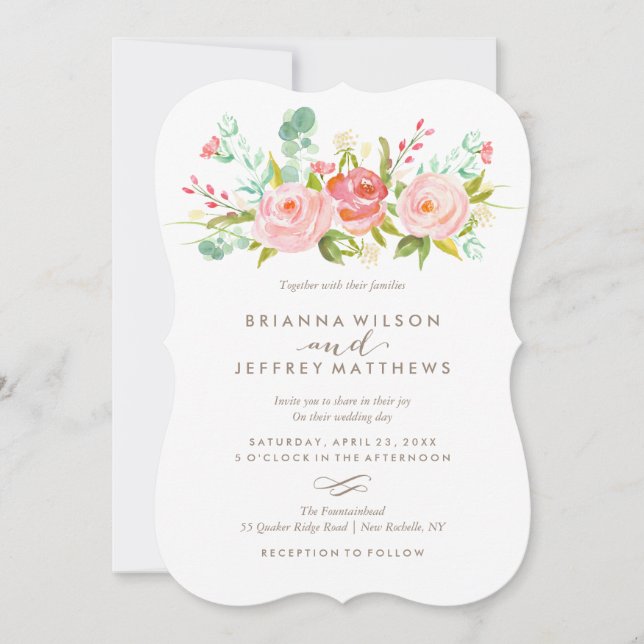 Invitación a la boda floral de Rosa Garden (Anverso)