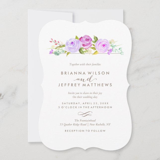 Invitación a la boda floral de Rosa Garden (Anverso)