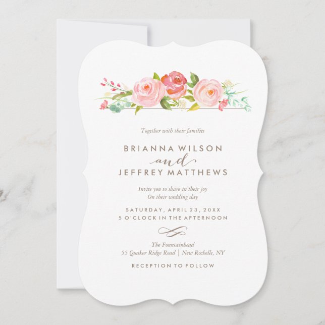 Invitación a la boda floral de Rosa Garden (Anverso)