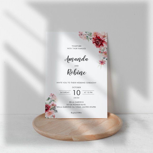 Invitación a la boda floral de Rosa polvoriento (Subido por el creador)