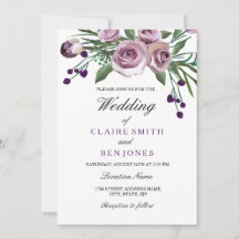 Invitación a la boda floral de Rosa púrpura de cir