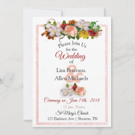 Invitación a la boda floral de Rosa y marrón de Ru