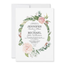 Invitación a la boda floral de Rosa y verde