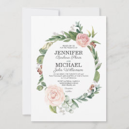 Invitación a la boda floral de Rosa y verde