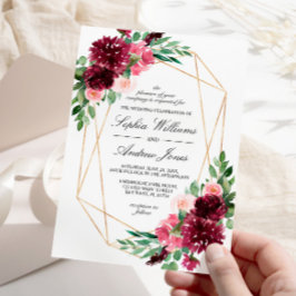 Invitación a la boda floral de Rosas bohemios de B