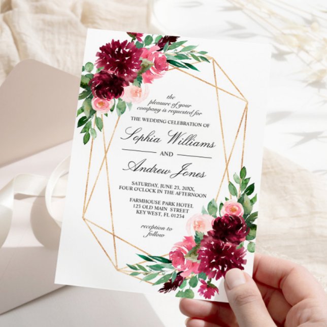 Invitación a la boda floral de Rosas bohemios de B (Subido por el creador)