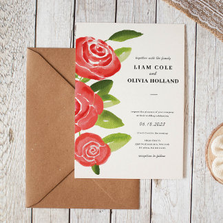 Invitación a la boda floral de Rosas Rojas