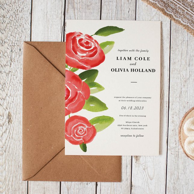Invitación a la boda floral de Rosas Rojas (Subido por el creador)
