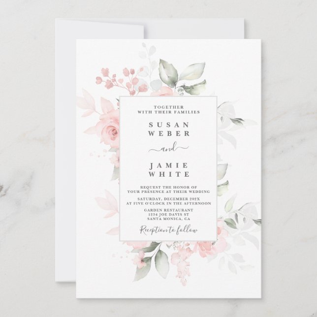 Invitación a la boda floral de Rubor (Anverso)