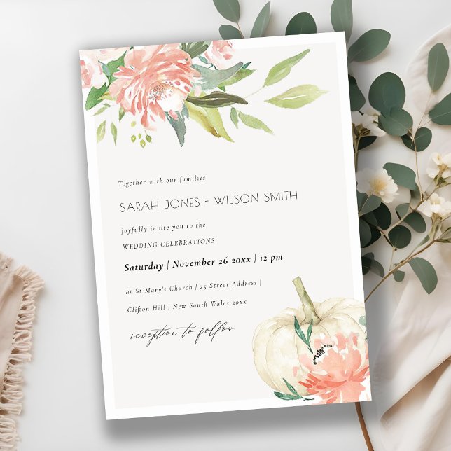 Invitación a la boda floral de Rubor con calabaza  (Subido por el creador)