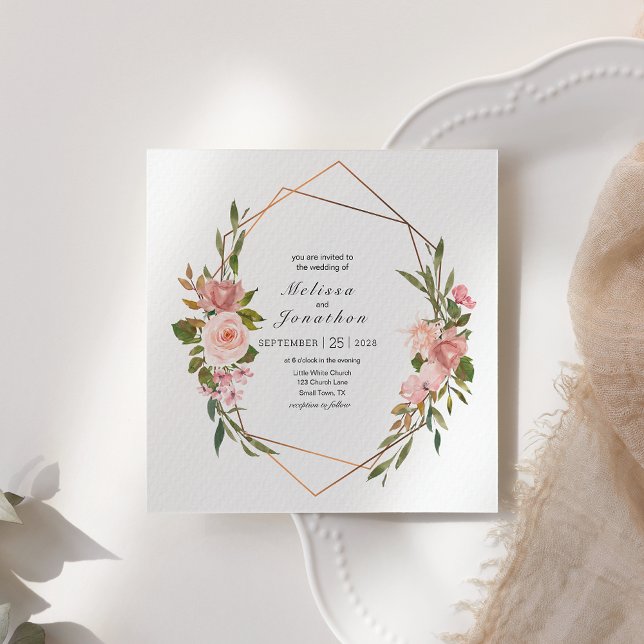 Invitación a la boda floral de Rubor Pink Roses (Subido por el creador)
