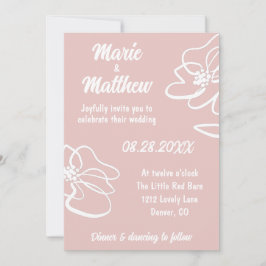 Invitación a la boda floral de Rubor rosa con foto