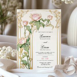 Invitación a la boda floral de Rubor y oro