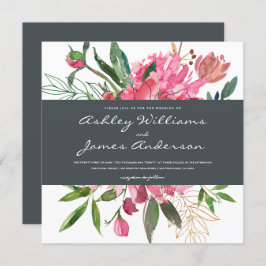 Invitación a la boda floral de Ruby Peony | Cuadra