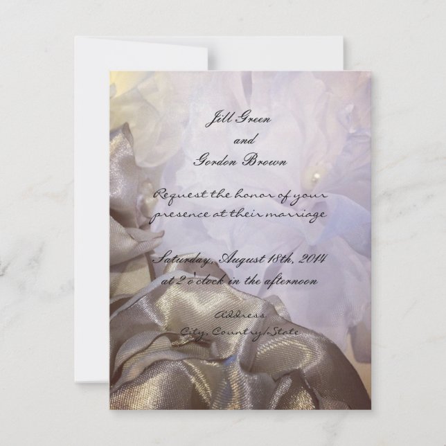 Invitación a la boda floral de seda y organza (Anverso)