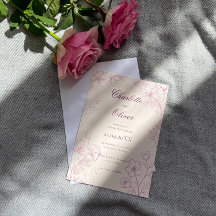 Invitación a la boda floral de tela rosada