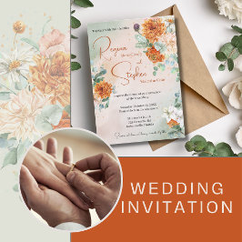 Invitación a la boda floral de Terracotta