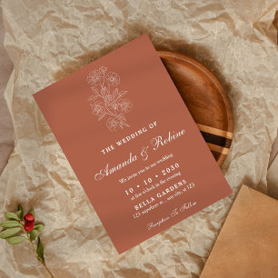 Invitación a la boda floral de Terracotta