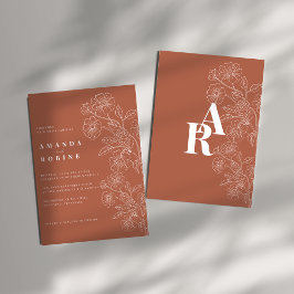 Invitación a la boda floral de Terracotta