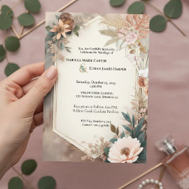 Invitación a la boda floral de Terracotta Boho