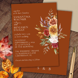 Invitación a la boda floral de Terracotta Fall