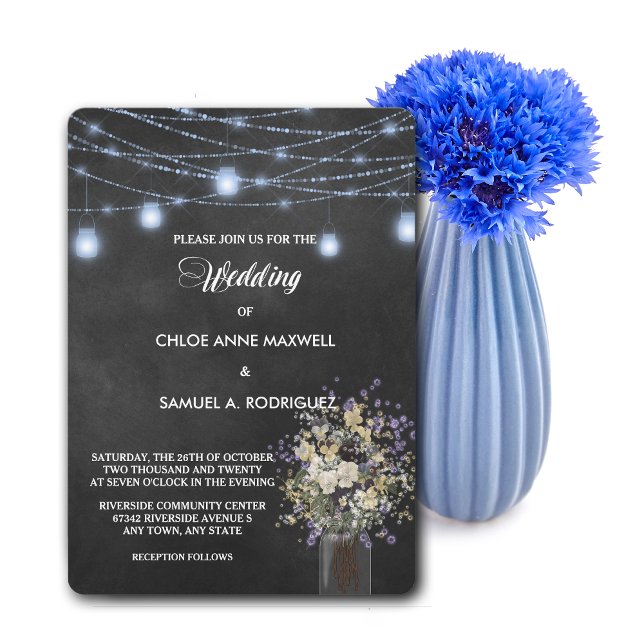 Invitación a la boda floral de Twilight Blue Mason (Subido por el creador)