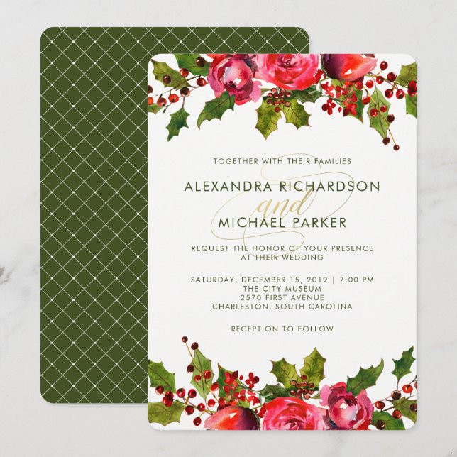 Invitación a la boda floral de vacaciones (Anverso / Reverso)