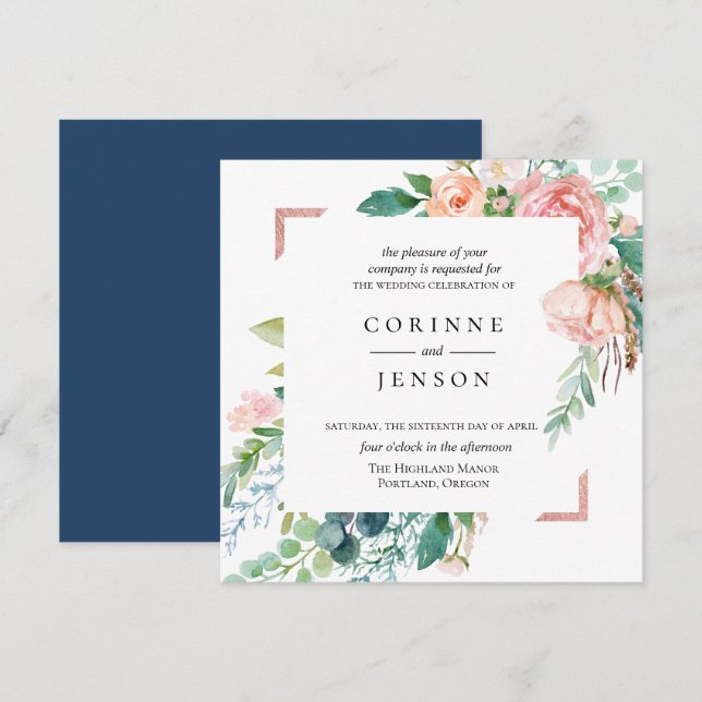 Invitación a la boda floral de verano (Anverso / Reverso)