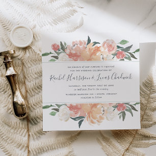 Invitación a la boda floral de verano medio Cuad